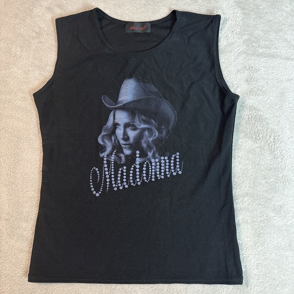 Madonna Vintage Sleeveless Top Shirt Rock Baddie Grunge Western Cowgirl UK M L